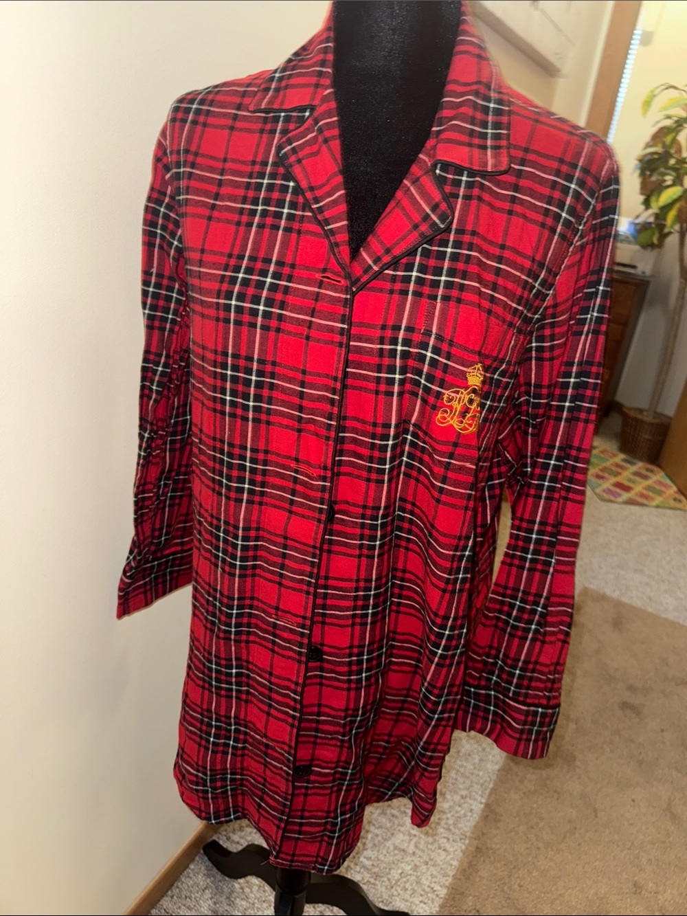 Lauren Ralph Lauren Red Plaid one piece Pajama